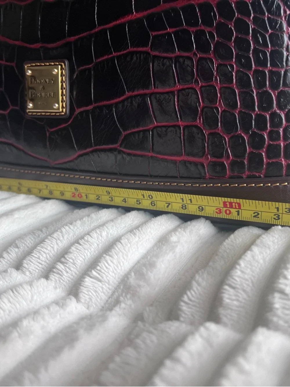 Dooney & Bourke Croc-Embossed Satchel with Gold Accents - Picture 8 of 16